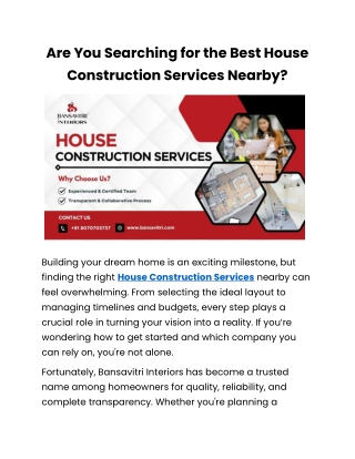 End-to-End House Construction Services by Professionals
