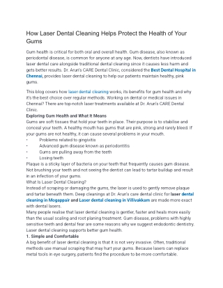How Laser Dental Cleaning Helps Protect the Health of Your Gums