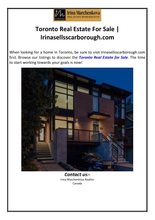 Toronto Real Estate For Sale | Irinasellsscarborough.com