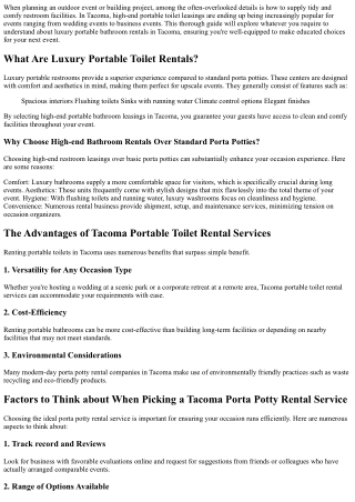 Everything You Required to Learn About Luxury Portable Washroom Rentals in Tacom