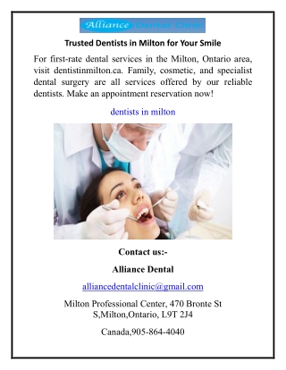 Trusted Dentists in Milton for Your Smile