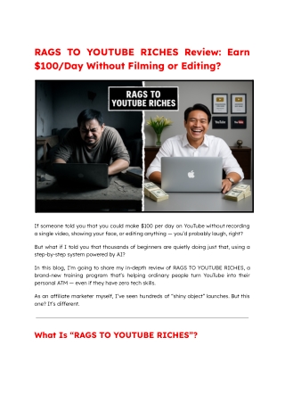 RAGS TO YOUTUBE RICHES Review_ Earn $100_Day Without Filming or Editing