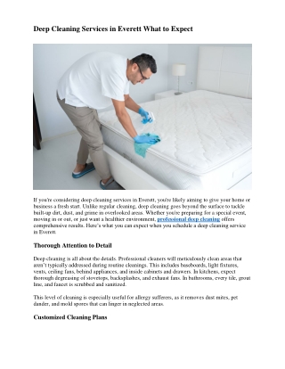 Deep Cleaning Services in Everett What to Expect