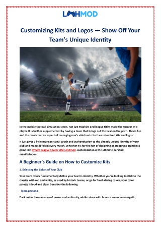 Customizing Kits and Logos — Show Off Your Team’s Unique Identity
