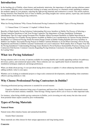 Paving Solutions That Stand the Test of Time in Dublin