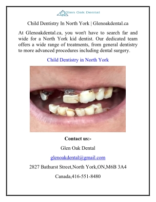 Child Dentistry In North York  Glenoakdental.ca