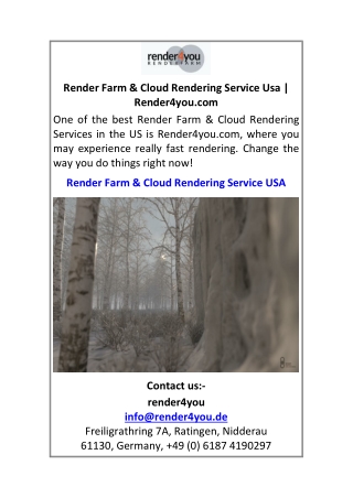Render Farm & Cloud Rendering Service Usa Render4you.com