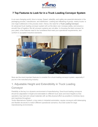 7 Top Features to Look for in a Truck Loading Conveyor System