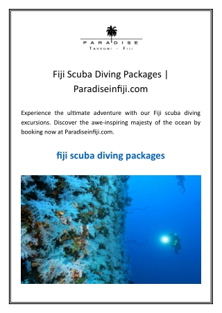 Fiji Scuba Diving Packages