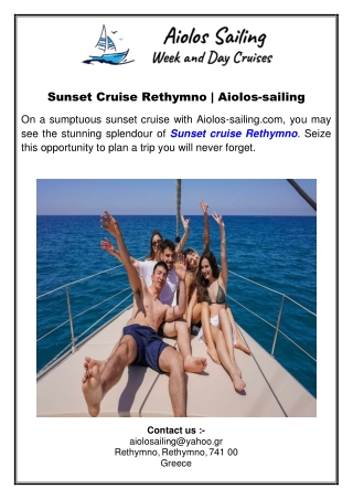 Sunset Cruise Rethymno