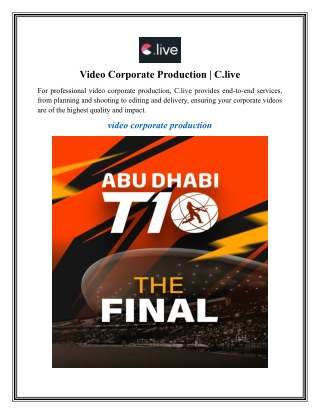 Video Corporate Production C.live