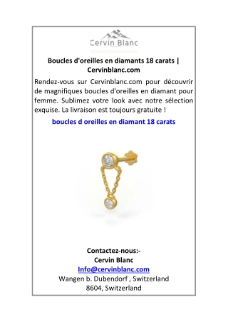 Boucles d'oreilles en diamants 18 carats Cervinblanc.com