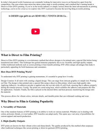 “Why Direct to Film is the Next Big Thing in Textile Printing”