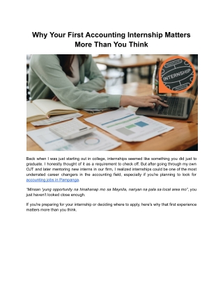 Why Your First Accounting Internship Matters More Than You Think
