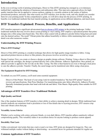 DTF Transfers Explained: Process, Benefits, and Applications