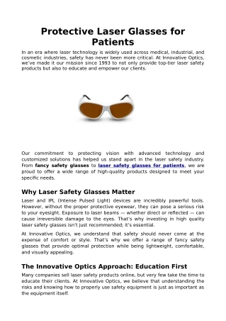 Protective Laser Glasses for Patients