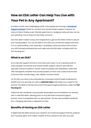 How an ESA Letter Can Help You Live with Your Pet in Any Apartment_