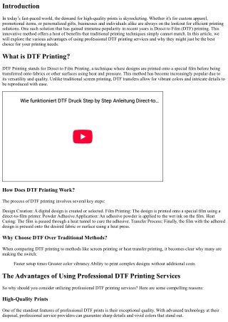 “The Advantages of Using Professional DTF Printing Services”