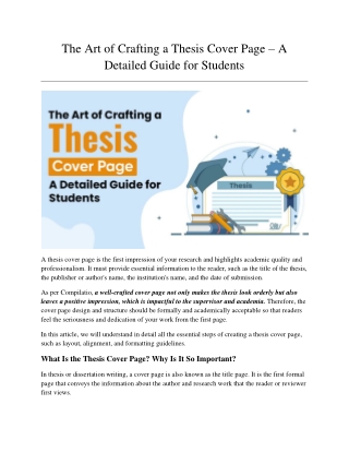 The Art of Crafting a Thesis Cover Page – A Detailed Guide for Students