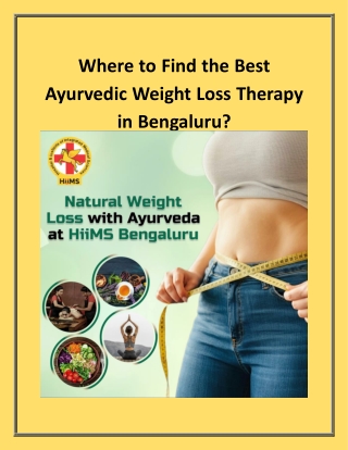 Where to Find the Best Ayurvedic Weight Loss Therapy in Bengaluru
