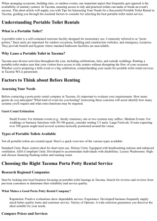 Tips for Communicating Your Requirements for an Effective Portable Toilet Rental