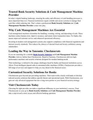 Checknocrats Bank Security Solutions