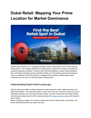 Dubai Retail_ Mapping Your Prime Location for Market Dominance
