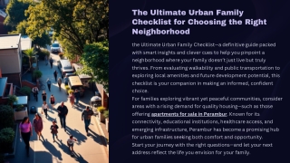 The Ultimate Urban Family Checklist for Choosing the Right Neighborhood