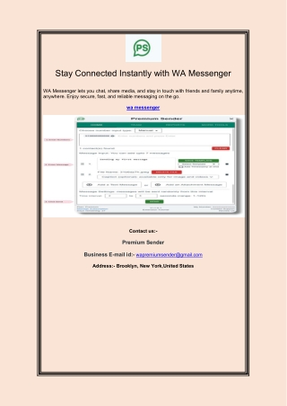 Stay Connected Instantly with WA Messenger
