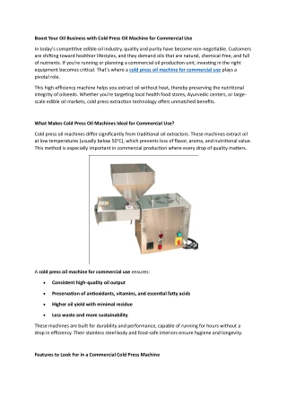 cold press oil machine for commercial use