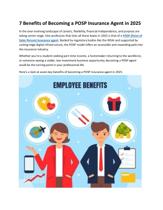 7 Benefits of Becoming a POSP Insurance Agent in 2025