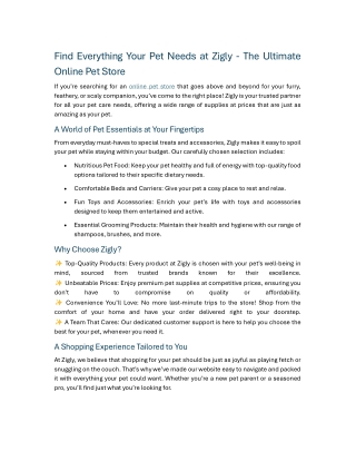 Find Everything Your Pet Needs at Zigly The Ultimate Online Pet Store