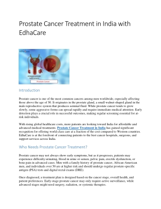Prostate Cancer Treatment in India with EdhaCare