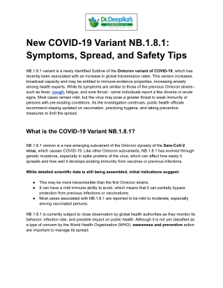 New COVID-19 Variant NB.1.8.1: Symptoms, Spread, and Safety Tips