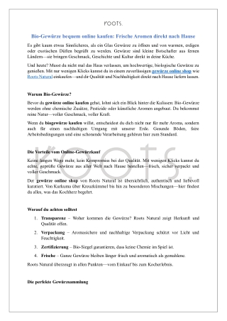 Bio-Gewürze bequem online kaufen: Frische Aromen direkt nach Hause