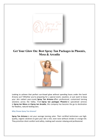 Spray Tan Packages Phoenix | Spray Tan Arizona