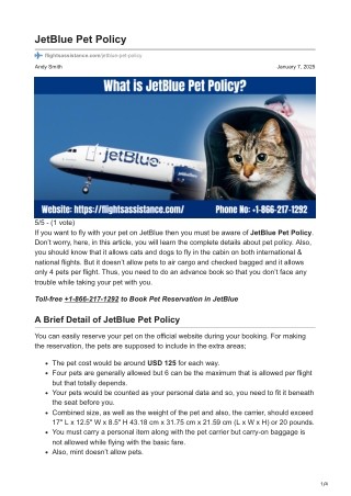 JetBlue Pet Policy-A Complete Guide for Pet-Friendly Travel