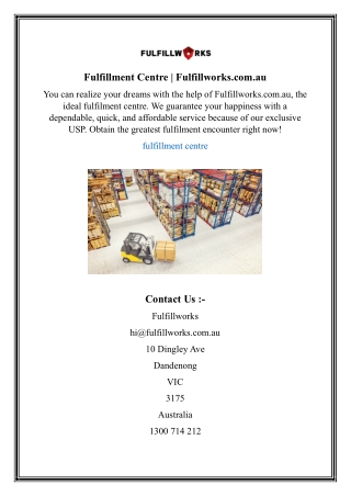 Fulfillment Centre | Fulfillworks.com.au