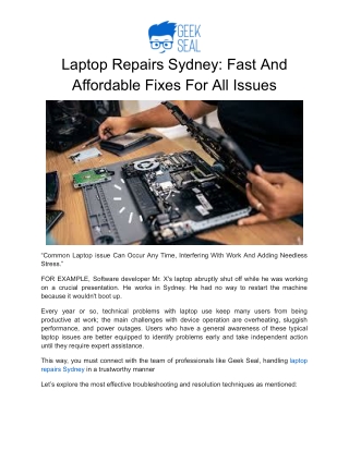 Trusted Laptop Repair Sydney | Geek Seal