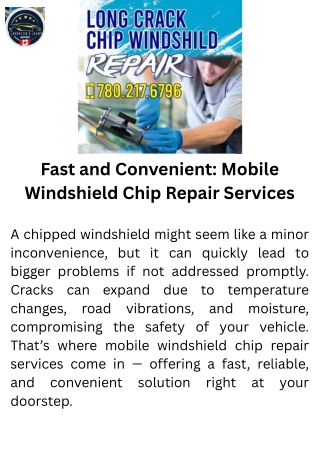 Fast and Convenient: Mobile Windshield Chip Repair Services