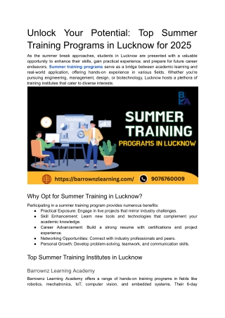 Unlock Your Potential_ Top Summer Training Programs in Lucknow for 2025