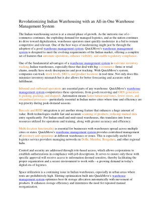 Revolutionizing Indian Warehousing with All-in-One WMS