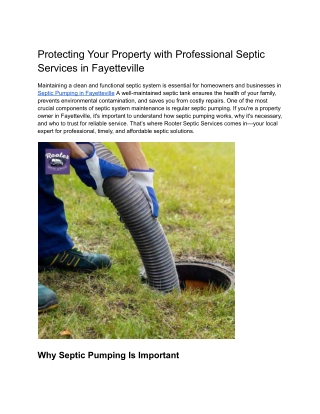 Protecting Your Property with Professional Septic Services in Fayetteville