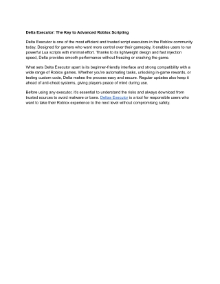 Delta Executor: The Key to Advanced Roblox Scripting