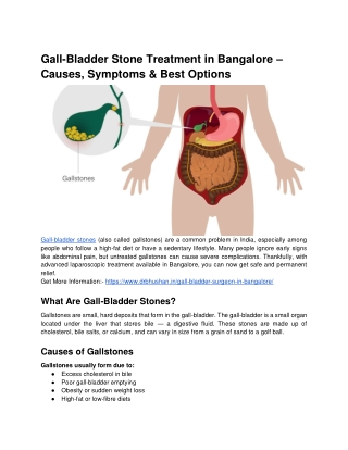 Gall-Bladder Stone Treatment in Bangalore – Causes, Symptoms & Best Options
