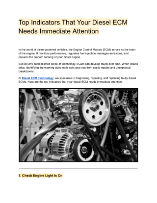 Top Indicators That Your Diesel ECM Needs Immediate Attention