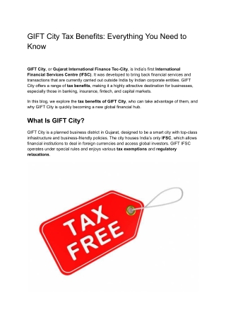 GIFT City Tax Benefits: Everything You Need to Know