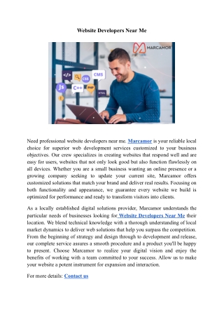 Website Developers Near Me | Marcamor
