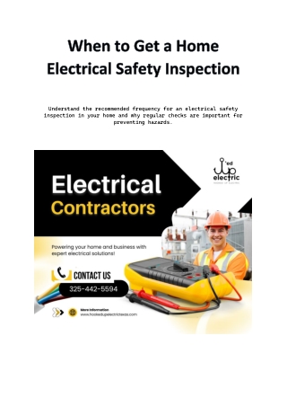 When to Get a Home Electrical Safety Inspection