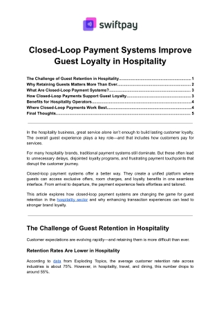 Closed-Loop Payment Systems Improve Guest Loyalty in Hospitality